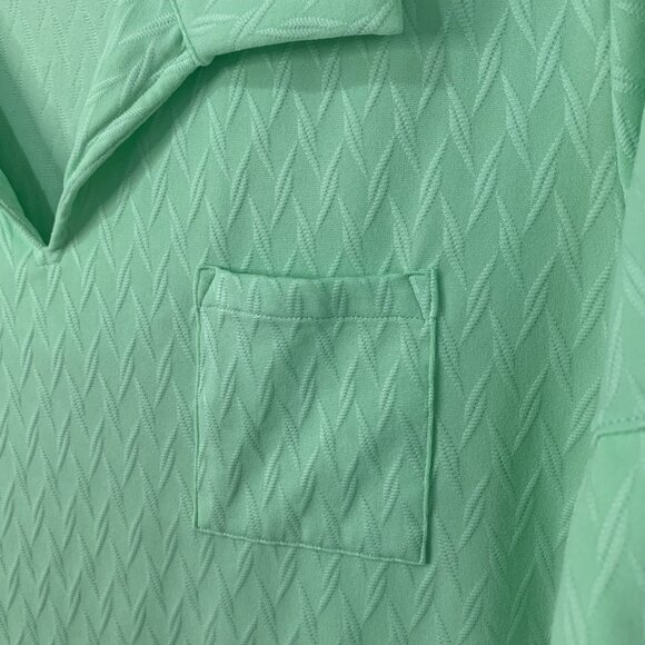 Coral Bay Energy Polo Womens Large Spring  Green Argyle Diamond Texture Pocket - Picture 4 of 9